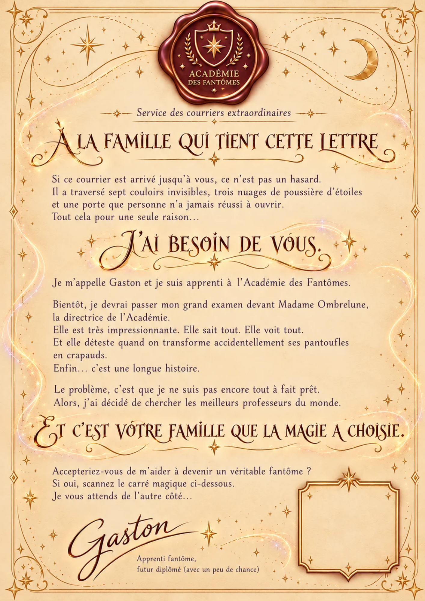 Un aperçu de la lettre mystérieuse de Gaston